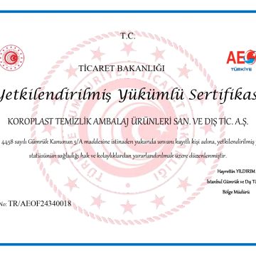 Koroplast “Yetkilendirilmiş Yükümlü Statüsü” Aldı